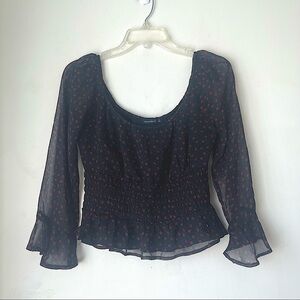 Abercrombie & Fitch Black and Red Floral Blouse